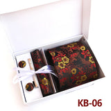 Luxury Tie Set Gift Box For Men Paisley Floral Silk Neck Tie Pocket Squares Cufflinks Tie clips Set Formal Wedding Party Ties