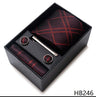 Luxurious Dropshipping 8 cm Birthday Gift Silk Tie Hanky Pocket Squares Cufflink Set Tie Clip Necktie Box Geometric