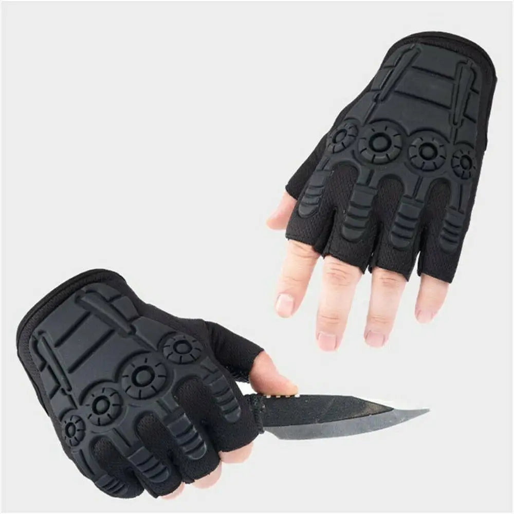 1Pair Summer Fingerless Tactical Gloves Military Men Women Knuckles Protective Gear Hand Driving Climbing Cycling Bicycle Riding