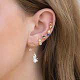 New ins Cute White Snowman Earrings Exquisite Princess Zircon Earrings Set For Women Fashion Jewelry