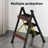 Thickened Metal Folding Ladder Multifunction Household Ladder Stool 4-Stage Ladders Stable Structure Step Stool Potting Shelf