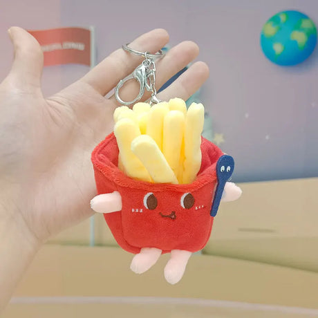 12cm Kawaii Food Bread Hamburger Hot Dog French Fries Plush Doll Soft Stuffed Plush Pendant Keychains for Children Gifts Toys