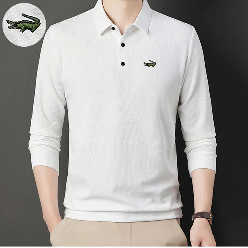 New Summer Brand Embroidered Polo Shirt Men Hot High Quality Men's Long Sleeve Breathable Top Business Casual Polo-shirt for Men