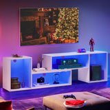 TV cabinet with LED light strip, multifunctional TV stand cabinet with storage partition, easy to organize, sturdy and stable