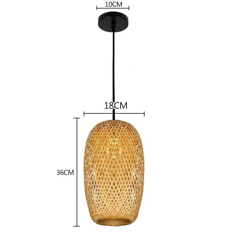 Bamboo Pendant Lamp Hand Knitted Chinese Style Weaving Hanging Lamps 18/19/30cm Restaurant Home Decor Lighting Fixtures