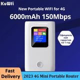 KuWfi Mobile Wifi Router 6000mAh Portable 3G 4G Lte Router 150Mbps Wireless Outdoor Pocket Wifi Hotspot With Sim Card Slot