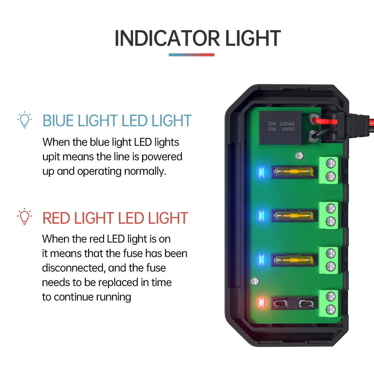 Car Blade Fuse Block Panel 12V 4 Circuit Fuse Box Holder with LED Indicator Light for Auto Truck Boat Electrical Appliances