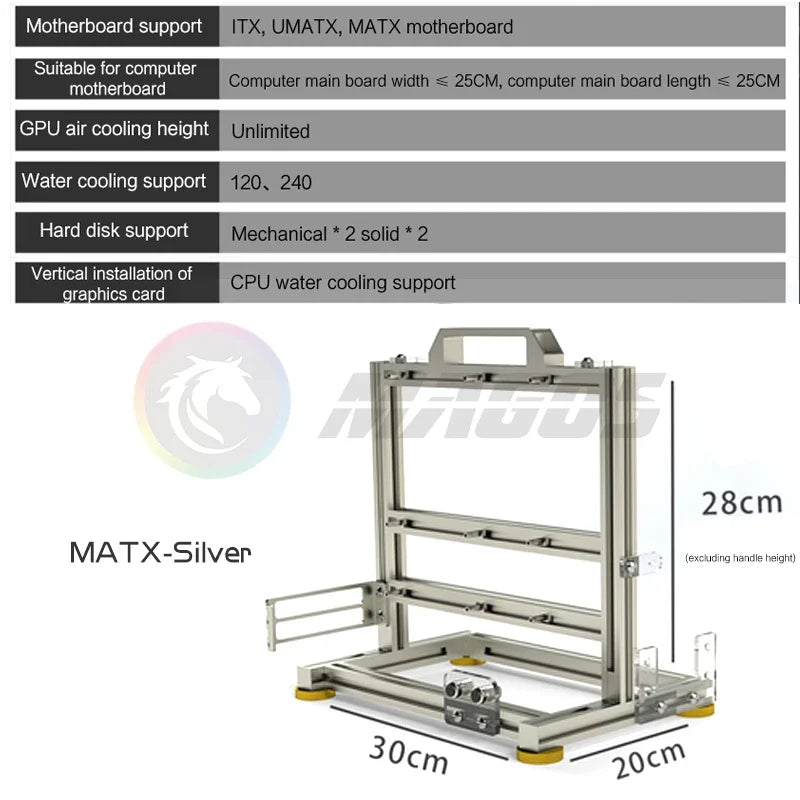 MOD Gamer Cabinet,DIY ITX MATX ATX PC Case Open Frame Rack,Water Cooler Desktop Computer Gaming Chassis Vertical Personality