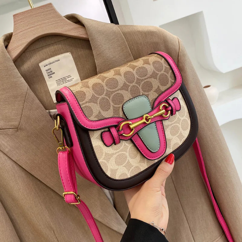 Women Bag 2023 Hot New Fashion Retro Crossbody Bag Luxury Women's Bag Saddle Bag Wide Shoulder Strap Single Shoulder Bag Totes