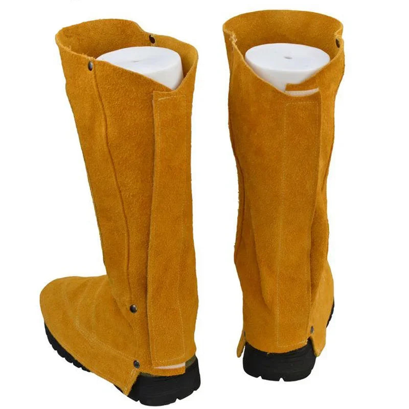 Workplace Welding Leather Long Shoes Boots Leather Welding Fire Protection Foot Leggings Welder Foot Cover Wear Insulation DXB02