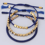 3pcs/set Tibetan Buddhist Braided Handmade Copper Beads Bracelet Lucky Rope Bracelet Bangles Women Thread Set Bracelets