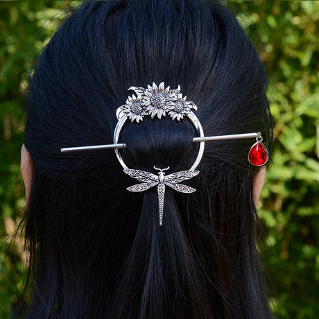 Witch Woodland Goddess Crescent Moon Dragonfly Hairstick Fairy Moon Dragonfly Insect Hair Barrette Hairclip For women Wicca