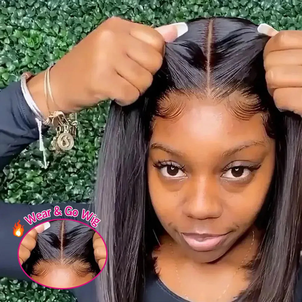 Wear and Go Glueless Wig Bob Straight 13x6 HD Lace Front Wig Human Hair Ready to Wear Bone Straight 13x4 HD Lace Frontal Wigs