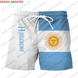 Custom New Argentina Sport Men Short DIY Number Argentine Flag Print Athletic Shorts for Beach Gym Running Street Casual Workout