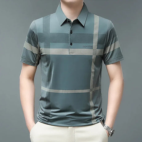 Fashion Polo Shirt Men Casual Stripe Polo T Shirt Loose Thin Male Polos Shirts Tee Tops