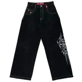 JNCO Jeans Men Y2K Harajuku Hip Hop 7 Graphic Embroidery Baggy Denim Pants Streetwear Casual High Waist Wide Leg Trousers New