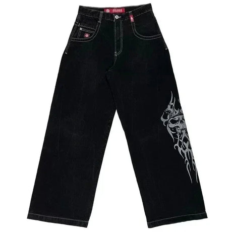 JNCO Jeans Men Y2K Harajuku Hip Hop 7 Graphic Embroidery Baggy Denim Pants Streetwear Casual High Waist Wide Leg Trousers New