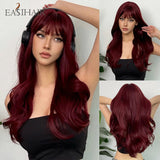 EASIHAIR Light Orange Synthetic Wigs Long Wavy Ombre Natural Hair Wigs with Bangs for Women Cosplay Lolita Wig Heat Resistant