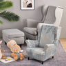 Floral Printed Wing Chair Cover All-inclusive Wingback Armchair Covers Stretch Washable Single Sofa Slipcovers Living Room Child