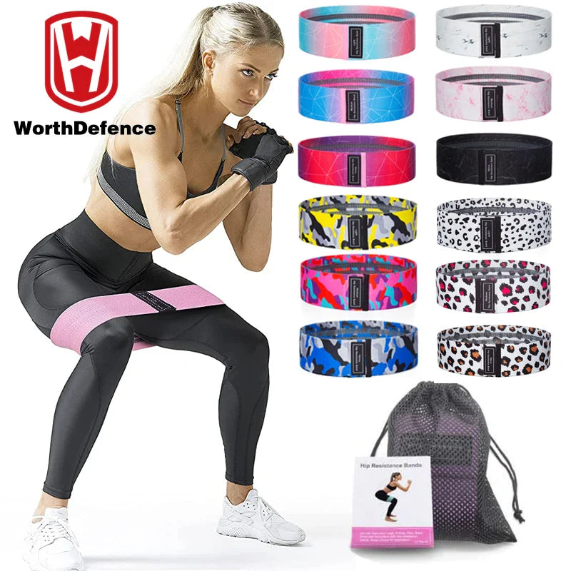 Worthdefence 1/2/3PCS Elastic Rubber Bands Set for Women Hip Circle Expander Workout Fitness Gym Home Resistance Booties Band