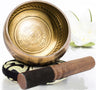 Tibetan Singing Bowl Set Totem Sound Bowl Meditation Bowl Unique Gift Helpful for Meditation Yoga Stress Relief Gold Bowl