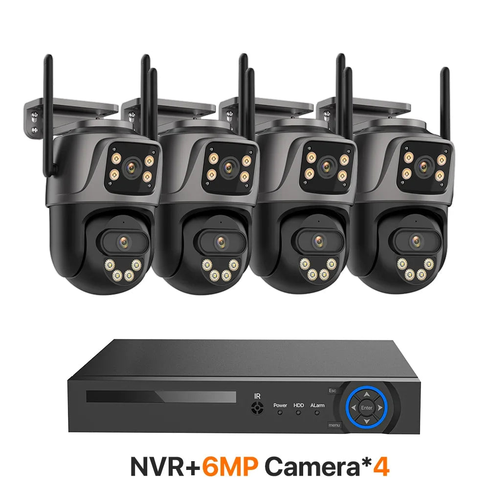 6MP PTZ Camera Dual Lens POE Surveillance System NVR Recorder Set IP Camera 2-Way Audio CCTV Video Surveillance System kit