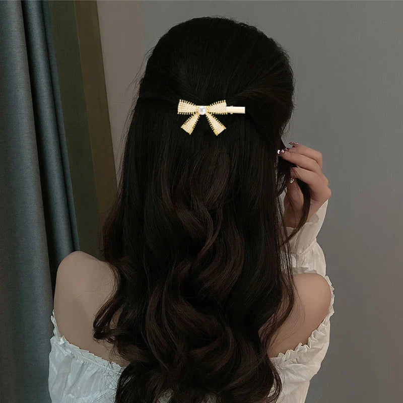 ZHBORUINI 2022 Natural Freshwater Pearl Hair Clips Ladies Elegant Bow Outdoor Luxury Hairpin Headband Pearl Jewelry Accessories