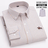 2023 100% Cotton Oxford Man Leisure Embroidered Horse Shirts Streetwear Oversized  Men Shirt Floral Long Sleeve Casual Plus Size