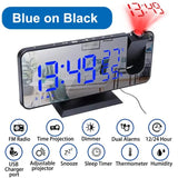 LED Digital Alarm Clock Bedroom Electric Alarm Clock with Projection FM Radio Time Projector Bedroom Bedside Clock