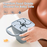 BPA Free Baby Silicone Plate Snack Cup Set Non-slip Kid Suction Plate Wooden Handle Silicone Spoon Bibs Baby Feeding Tableware