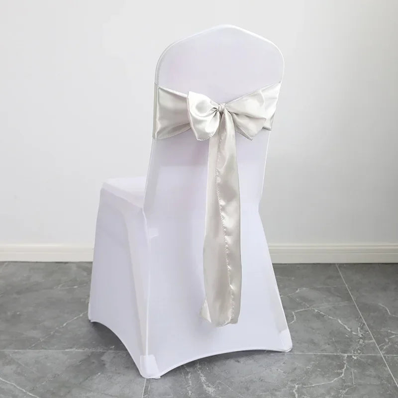 Wholesale 10/50pcs Satin Chair Bow Sashes Wedding Chair Knot Ribbon Ties For Party Event Hotel Banquet Supplies Home Decorations