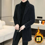 2023 High-end Feel Men Fashion Handsome All Woolen Coat Suit Collar Long Trench Coat Woolen Coat Thick Casual  Winter Jacket Men