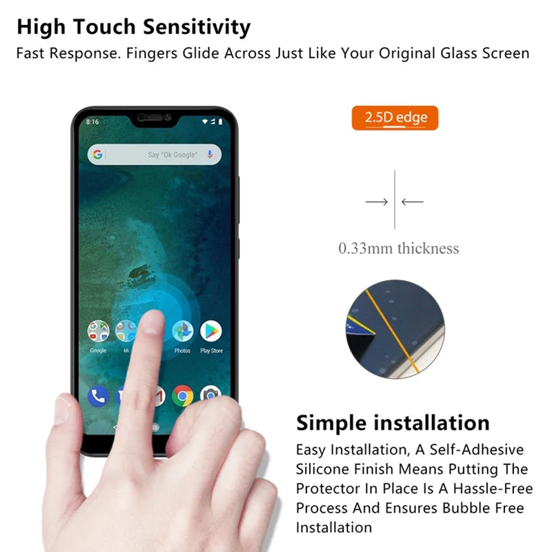 3 Pcs Tempered Glass for Xiaomi Mi 8 SE A2 Lite A1 Poco X3 NFC M3 F2 Pro Screen Protector for Xiaomi Mi 10T Pro 10 Lite 9 SE 9T