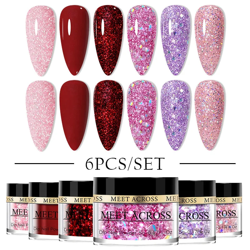 5g Dipping Nail Powder Set Nude Nail Glitter Dipping System Kit For Manicure Nail Art Decorations Natural Dry Without Lamp Cure