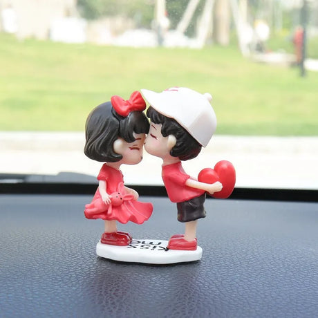 Anime Couples For Car Ornament Model Cute Kiss Balloon Figure Auto Interior Decoration Pink Dashboard Figurine Accessories Gifts