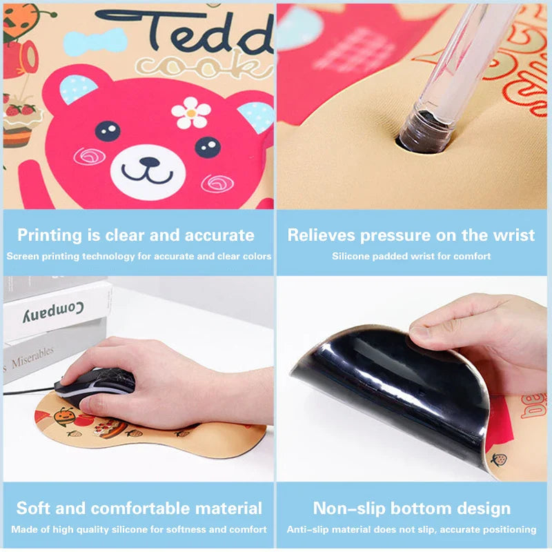 1PC Thicken Anime Mouse Pad with Wrist Support Anti Slip Silicone Hand Rest 3D Cartoon Mice Mat for PC Computer Gaming