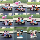 Car Decoration Cartoon Cute Couples Action Figure Figurines Balloon Ornament Auto Interior Dashboard Accessories for Girls Gifts