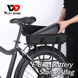 WEST BIKING E-Bike Battery Storage Bag Portable Electric Bicycle Battery Case Large Capacity Waterproof Anti Drop Accessory