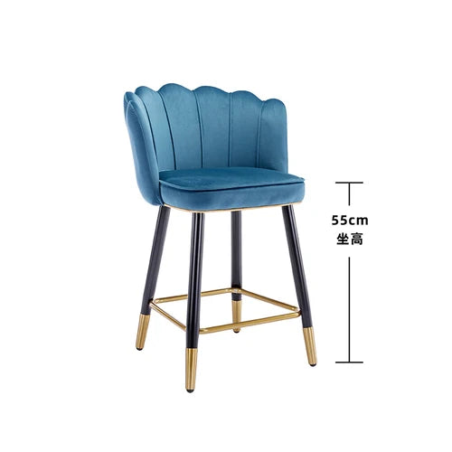 Leather High Bar Chair Modern Nordic Luxury Blue Minimalist Dining Chairs Metal Design Banqueta Giratria Furniture Bar Chair