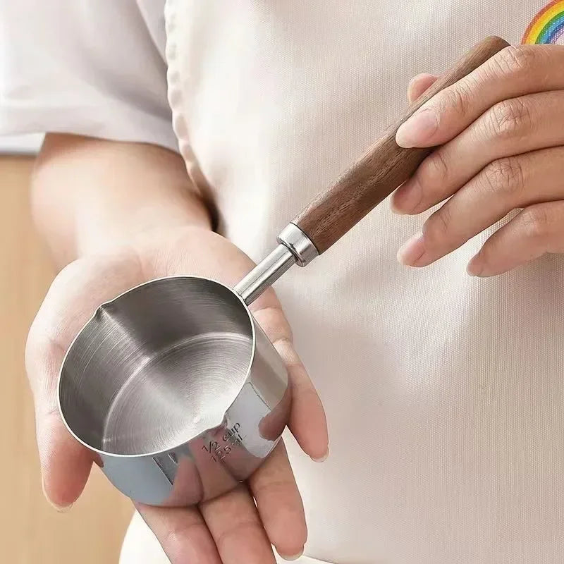 Kitchen Baking Tools Bakeware Measuring Tools & Scales Set Stainless Steel Measuring Cups and Spoons with Wooden Handle