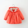 Spring and Autumn Girls Long sleeved Solid Color Hooded Windproof Coat Top Children's Wear Jacket Mid length Korean Edition