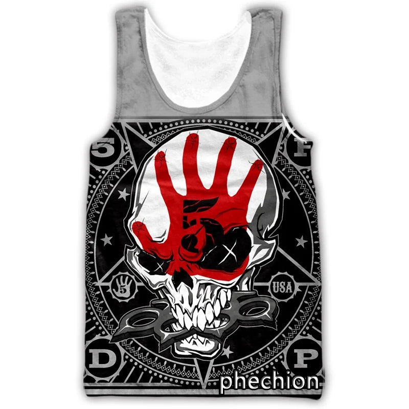 phechion Five Fingers Death Punch 3D Print Casual Tank Tops Undershirt Shirts Streetwear for Men/Women Fashion Vest A230