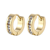 New Trendy Round Hoop Earrings Simple Zircon Stainless Steel Circle Earring For Women Men Punk Party Jewelry Brincos