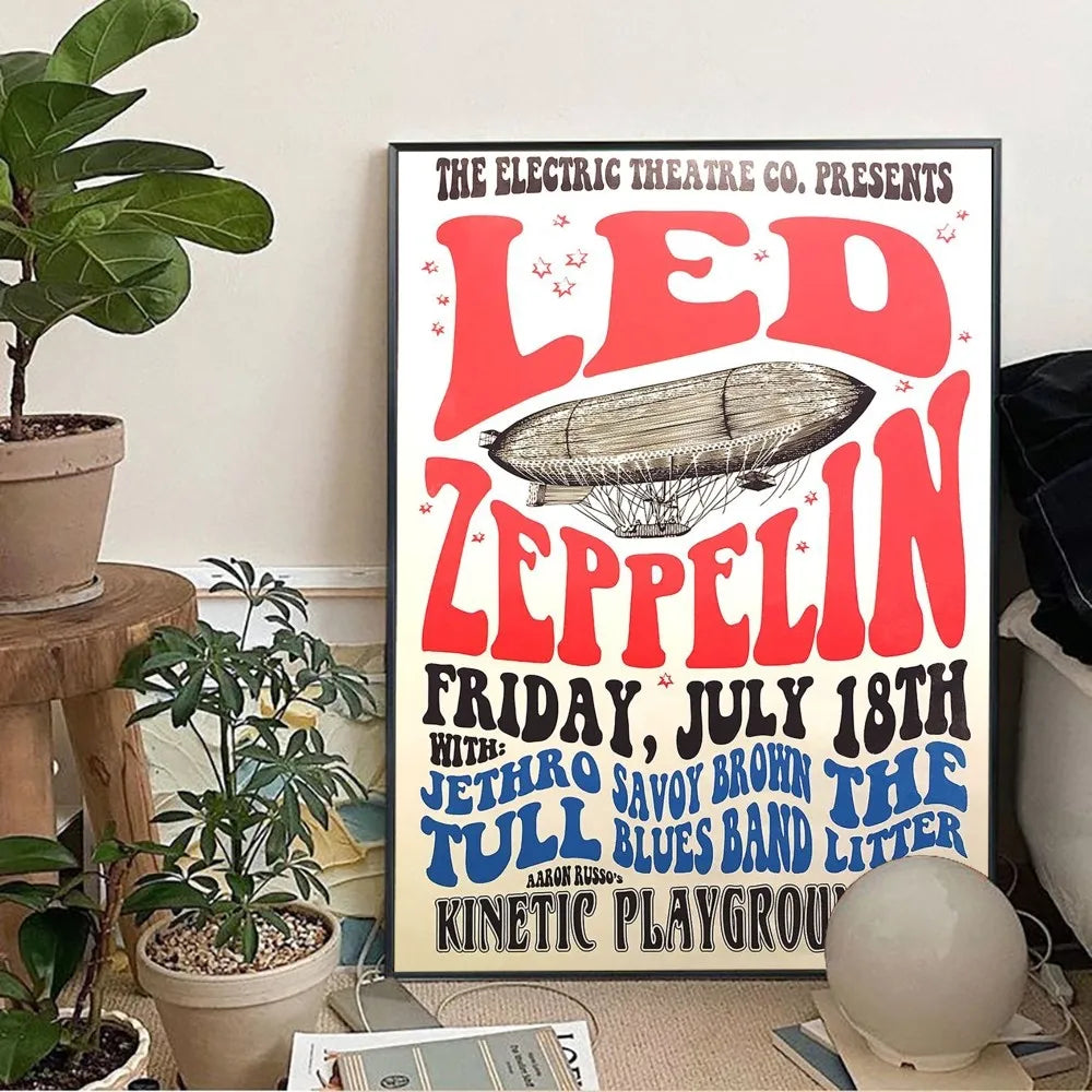 Band L-Led Z-Zeppelin Wallpaper Poster Kraft Club Bar Paper Vintage Poster Wall Art Painting Bedroom Study Stickers