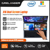 CRELANDER Dual Screen Gaming Laptops 16 Inch  LCD Screen + 14 Inch Touch Screen Intel Core I7-10750H Notebook Computer