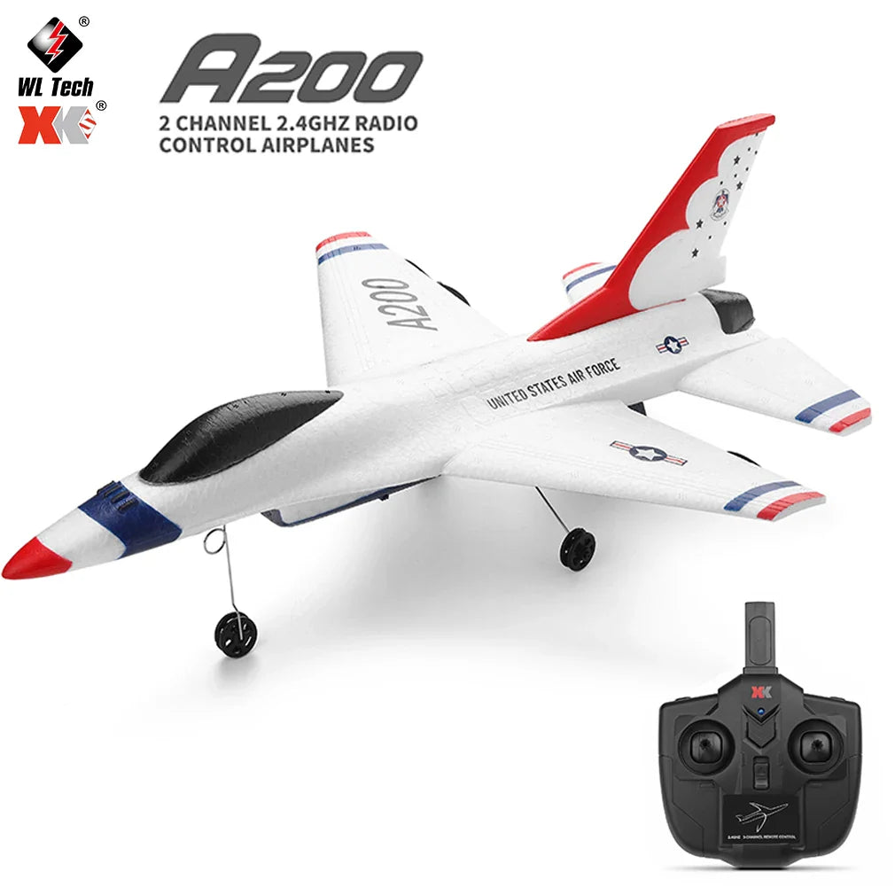 Wltoys XK A200 RC Airplane F-16B Drone 2.4G Aircraft 2CH Fixed-wing EPP Electric Model Remote Control FIghter Toys for Children