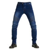 Men Jeans Embroidery Motorcycle Pants Pantalon Motocross Belt Protective Gear Motorcycle Driver's License Test Motos Jeans