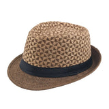 Stitching Color Geometry Shade Men Straw Hat Spring Summer Sun Protection Top Hat Jazz Cap