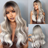 EASIHAIR Light Orange Synthetic Wigs Long Wavy Ombre Natural Hair Wigs with Bangs for Women Cosplay Lolita Wig Heat Resistant