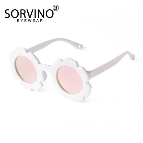 SORVINO Vintage Kids Sunglasses Child Sun Glasses Round Flower Baby Children UV400 Polarized Sunglasses Girls Boys Party Shades